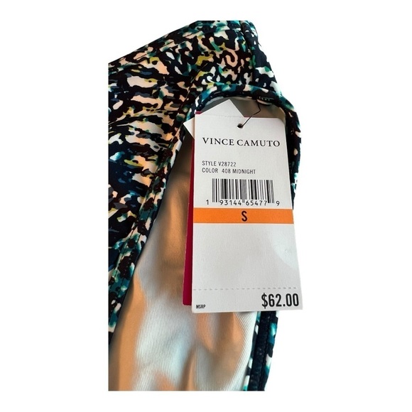 Vince Camuto High Leg Bikini Bottom Abstract Animal in Midnight Blue NEW - Picture 10 of 15